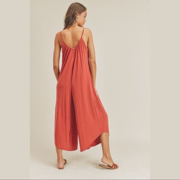 ⚡FINAL SALE! Spice Rust Oversized Knit Jumpsuit - Picture 4 of 9